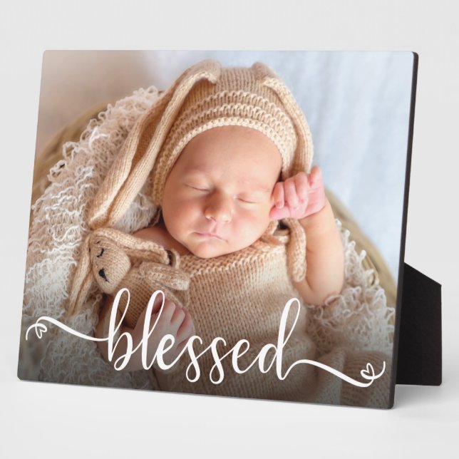 Placa Expositora Blessed Script Baby Photo Plaque (Lado)