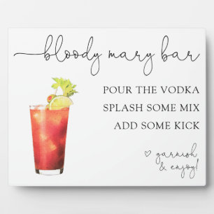 Placa Expositora Bloody Mary Bar Bebe Rótulo