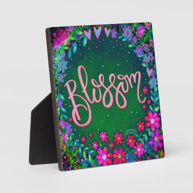 Placa Expositora Blossom Green Pink Floral Fun Inspirador De La Com (Anverso)