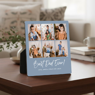 Placa Expositora Blue Best Dad Ever Six Photo Plaque
