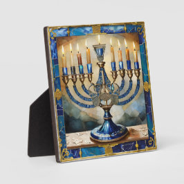 Placa Expositora Blue Hanukkah Menorah