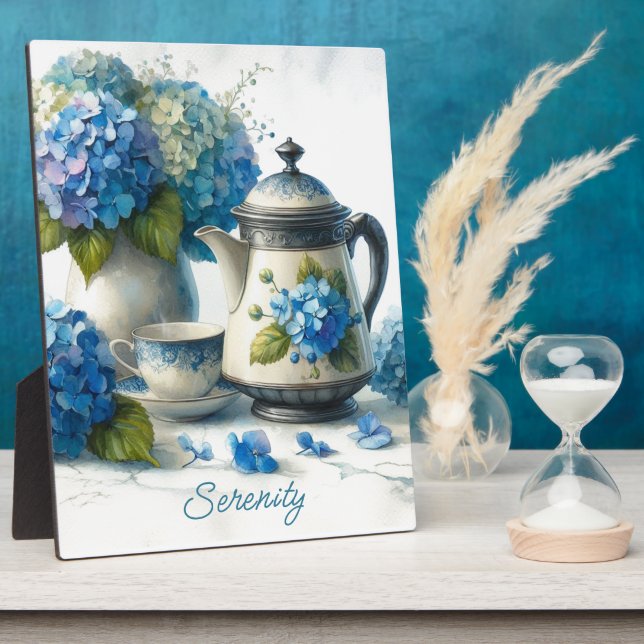 Placa Expositora Blue Hydrangeas Sip and Serenity (Lado)