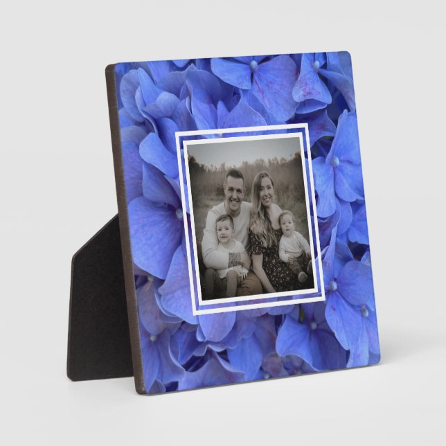 Placa Expositora Blue periwinkle elegantes hortensias florales (Anverso)