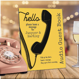 Placa Expositora Boda Audio Guest Book Black Phone Mustard 8x10