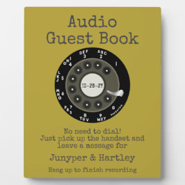 Placa Expositora Boda Audio Guest Book Black Rotary Dial Aguacate