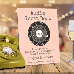 Placa Expositora Boda Audio Guest Book Black Rotary Dial Pink