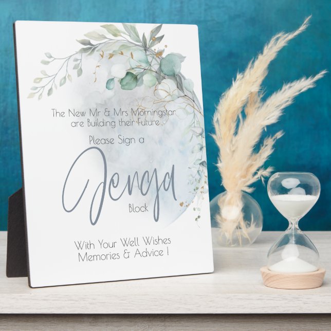 Placa Expositora Boda | Azul polvoriento sobre la luna enamorada (Lado)