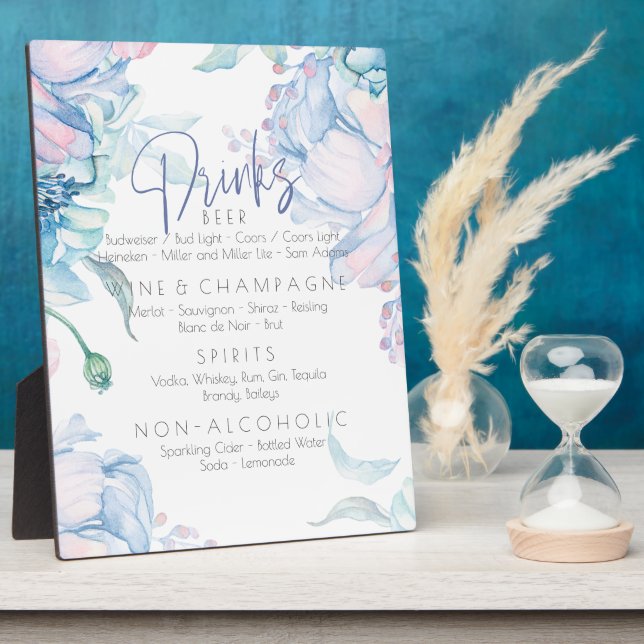 Placa Expositora Boda | Cielos azules y peonetas rosadas de búfalo (Lado)