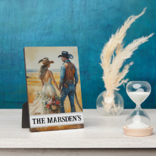 Placa Expositora Boda Country Western Acuarela