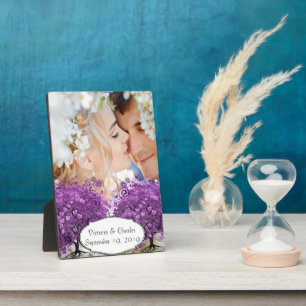 Placa Expositora Boda de árbol de hojas de corazón púrpura radiante