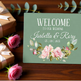 Placa Expositora Boda de Basil y Roses Rosado Tabletop Plaque
