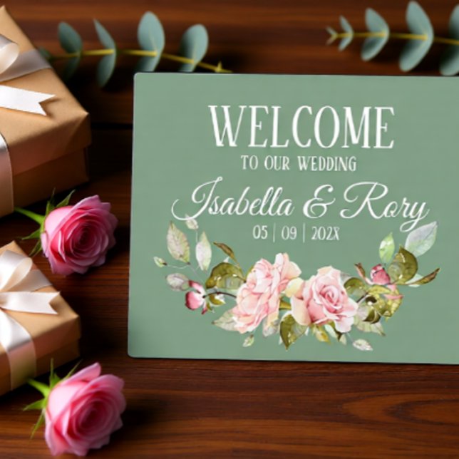 Placa Expositora Boda de Basil y Roses Rosado Tabletop Plaque (Subido por el creador)