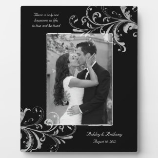 Placa Expositora Boda de fotografía floral blanca y negra