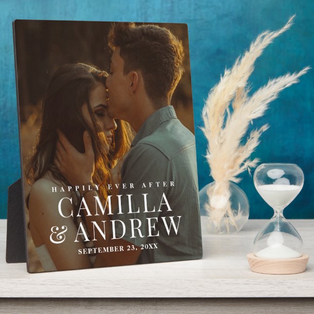 Placa Expositora Boda de fotografía moderno Keepsake (Lado)