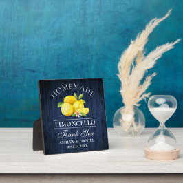 Placa Expositora Boda de impresión de madera azul de Limoncello Lem