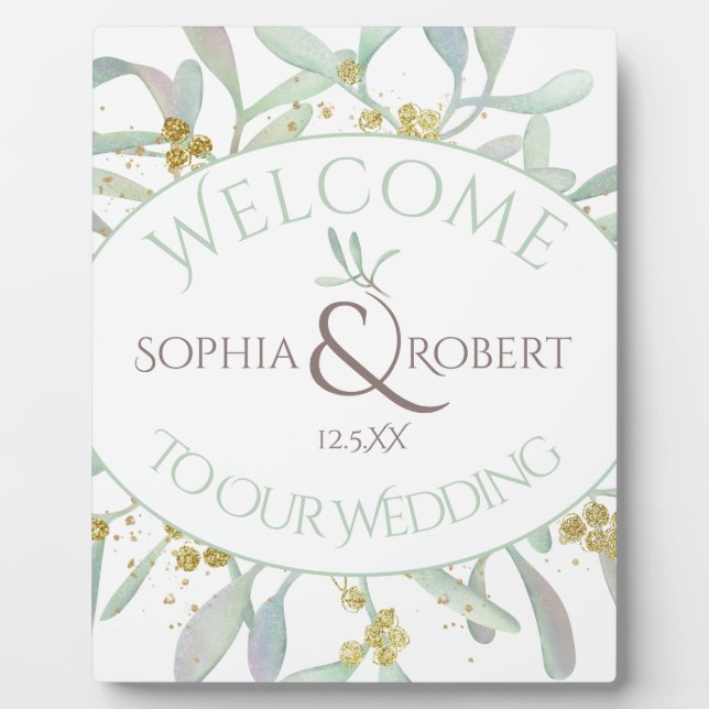 Placa Expositora Boda de Invierno Mistletoe Escarcha (Frente)