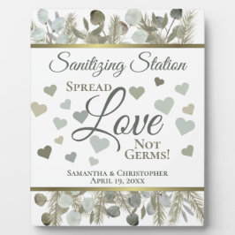 Placa Expositora Boda de la estación de anitización de Eucalyptus y