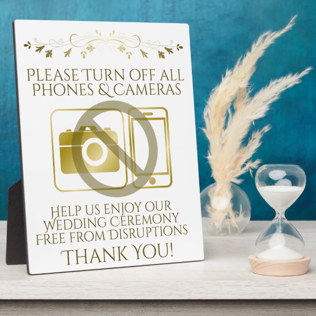 Placa Expositora Boda de oro sin teléfonos o Rótulo de cámaras (Lado)