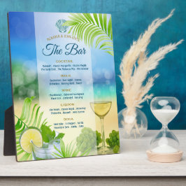 Placa Expositora Boda de playa Mojito Wine Palm Open Bar Menú