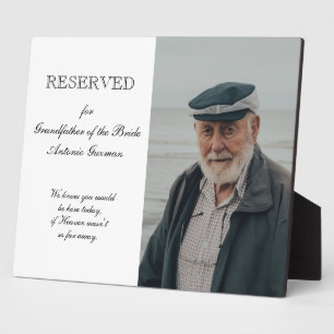 Placa Expositora Boda del abuelo de la novia en memoria de la novia