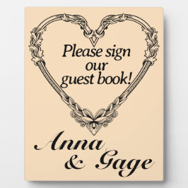 Placa Expositora Boda del corazón victoriano de tono sepia