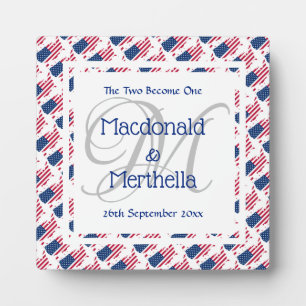 Placa Expositora BODA estadounidense Keepsake Personalizado Monogra