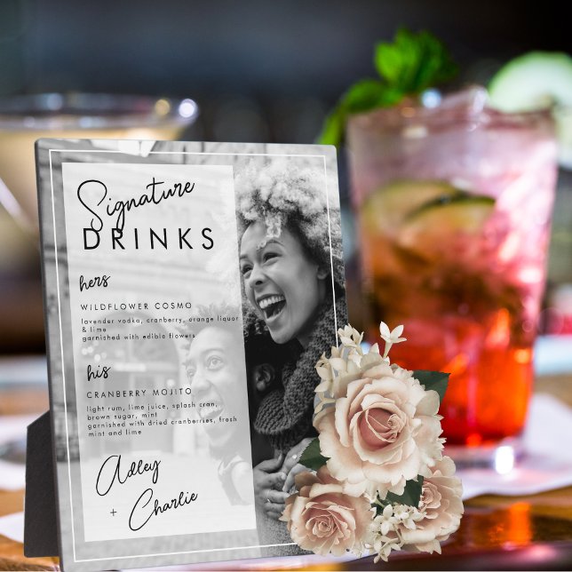 Placa Expositora Boda fotográfico blanco negro Bebida con la pareja (Subido por el creador)