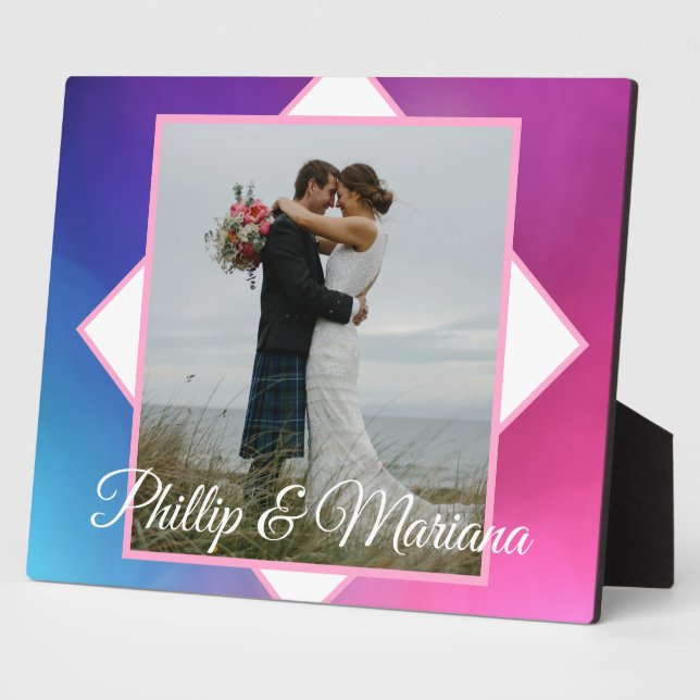 Placa Expositora Boda moderna rosa y azul (Lado)