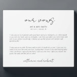 Placa Expositora Boda personalizado moderno vota a palo<br><div class="desc">El día de la boda promete conservar la placa de sake para recordar siempre tu día especial y tu promesa mutua. Esta minimalista y elegante placa del día de la boda muestra el texto de "Nuestros votos" mostrado en tipografía de estilo escrito a mano. Personalice este diseño con sus nombres,...</div>