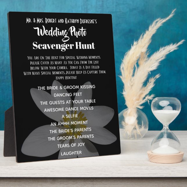 Placa Expositora Boda Photo Scavenger Hunt Black (Lado)