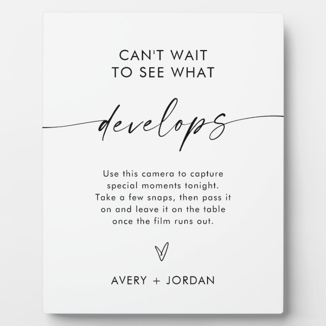 Placa Expositora Boda Rótulo de cámara desechable, juego de fotos B (Frente)