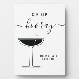 Placa Expositora Boda Sip Sip Hooray Champagne Coupe Glass Rótulo