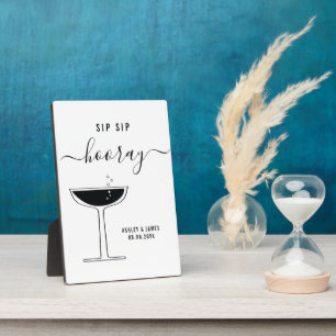 Placa Expositora Boda Sip Sip Hooray Champagne Coupe Glass Rótulo