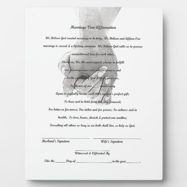 Placa Expositora Boda Vow Renewal Tabletop Plaque con Easel (Frente)