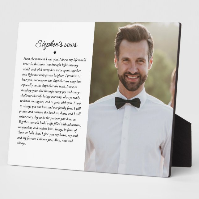 Placa Expositora Boda Vows Elegant Keepsake Photo (Derecha) (Lado)