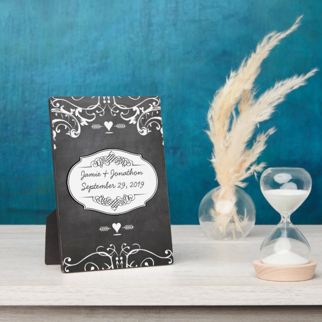Placa Expositora Bodas de tipografía de Chalkboard (Lado)