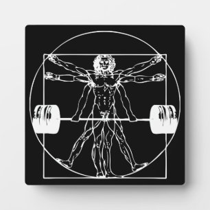 Placa Expositora Bodybuilding - Vitruvian Barbell Man