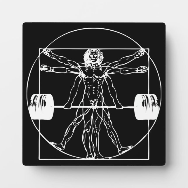 Placa Expositora Bodybuilding - Vitruvian Barbell Man (Frente)