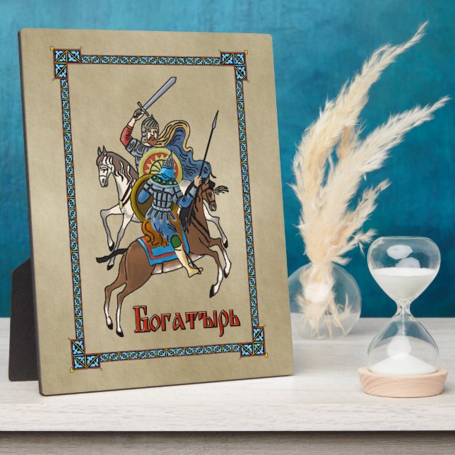 Placa Expositora Bogatyr ruso medieval (Lado)