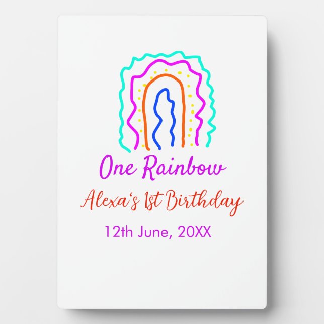 Placa Expositora Boho Arcoiris, un niño de cumpleaños, retro brilla (Frente)