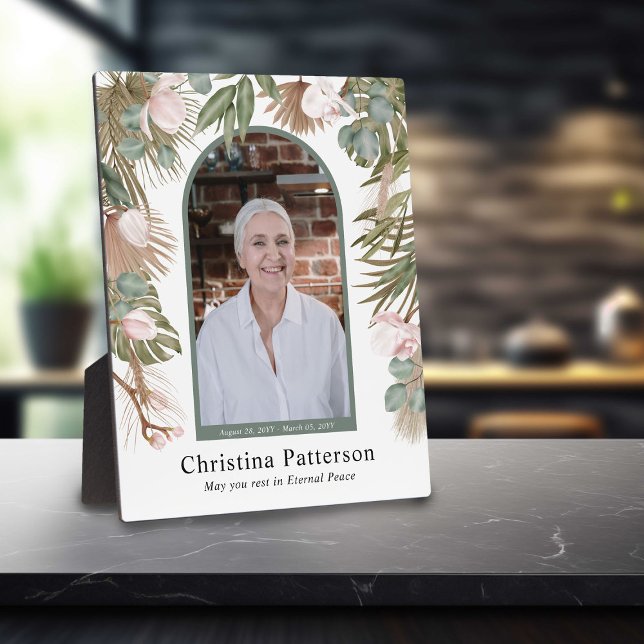 Placa Expositora Boho Hojas En Memoria Foto Memorial  (Subido por el creador)