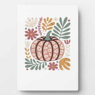 Placa Expositora Boho Leopardo Calabaza Otoño � Floral Retro Otoño 