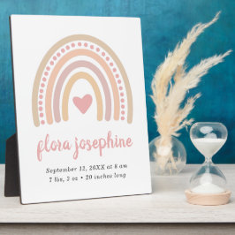 Placa Expositora Boho Rainbow Pink Heart Cute Nacimientos Estatales