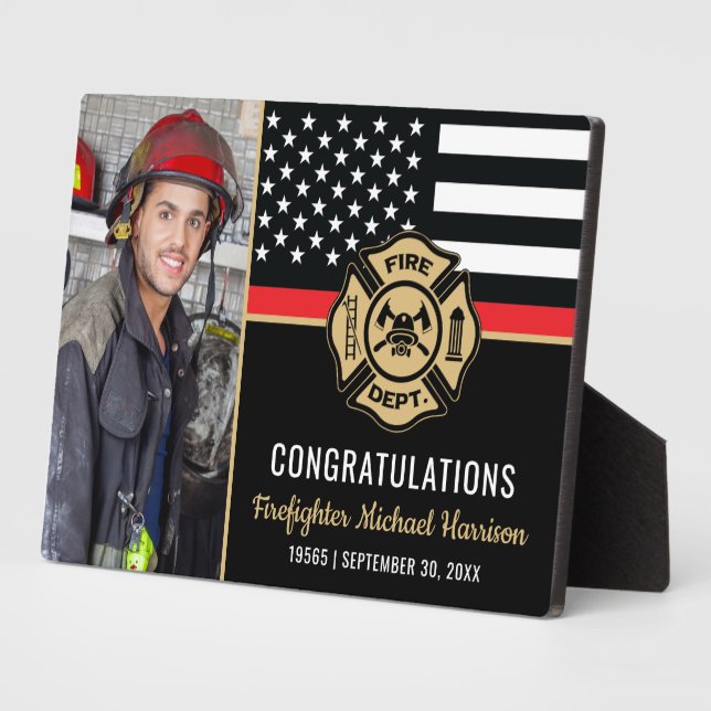 Placa Expositora Bombero de bomberos graduado de la Academia de Bom (Lado)