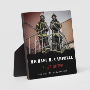 Placa Expositora Bombero personalizado: Rescate de incendios delgad