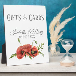 Placa Expositora Bonito acuarela Poppies Rojos Regalos de boda