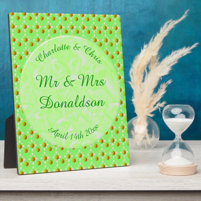 Placa Expositora Bonito Boda Primavera Flor de Apple y manzanas (Lado)