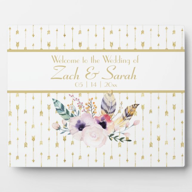 Placa Expositora Bonito Boho Bouquet Boda de bienvenida (Frente)