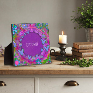 Placa Expositora Bonito Floral Purple Heart Boho ONE WORD