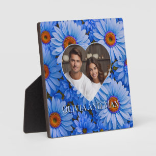 Placa Expositora Bonito retro Patrón de mareas azul floral azul